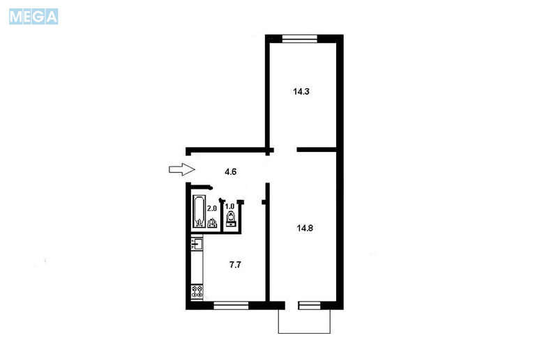 Продаж 2 кімнатної квартири (45/29/7), 4 пов. 5 пов. будинку, <a class="location-link" href="/kiev/" title="Недвижимость Київ">Київ</a>, <a class="location-link" href="/kiev/solomenskij/" title="Недвижимость Солом'янський район">Солом'янський р-н</a>, Победы просп., 43А (изображение 8)