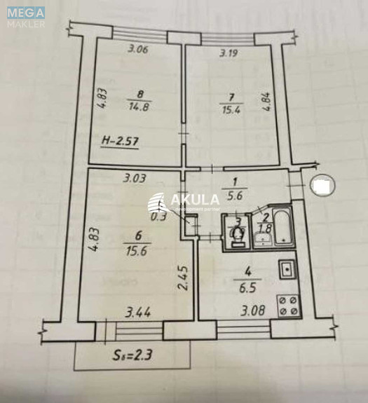 Продаж 3 кімнатної квартири (61/45/6), 4 пов. 5 пов. будинку, <a class="location-link" href="/kiev/" title="Недвижимость Київ">Київ</a>, <a class="location-link" href="/kiev/shevchenkovskij/" title="Недвижимость Шевченківський район">Шевченківський р-н</a>, Туполева Академика вул. (изображение 18)