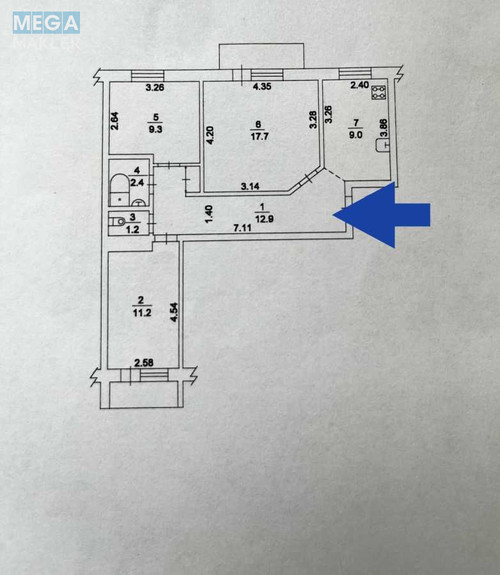 Продаж 3 кімнатної квартири (66/39/9), 5 пов. 9 пов. будинку, <a class="location-link" href="/kiev/" title="Недвижимость Київ">Київ</a>, <a class="location-link" href="/kiev/svyatoshinskij/" title="Недвижимость Святошинський район">Святошинський р-н</a>, Святошинская ул., 6 (изображение 18)