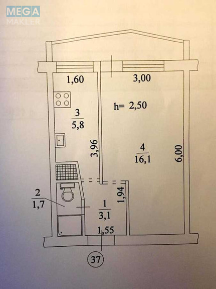 Продаж 1 кімнатної квартири (29/16/5), 4 пов. 9 пов. будинку, <a class="location-link" href="/kiev/" title="Недвижимость Київ">Київ</a>, <a class="location-link" href="/kiev/pecherskij/" title="Недвижимость Печерський район">Печерський р-н</a>, Бастионный пер., 7 (изображение 5)