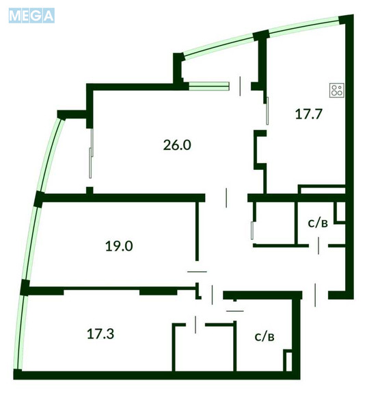 Продаж 3 кімнатної квартири (118/62/18), 6 пов. 25 пов. будинку, <a class="location-link" href="/kiev/" title="Недвижимость Київ">Київ</a>, <a class="location-link" href="/kiev/shevchenkovskij/" title="Недвижимость Шевченківський район">Шевченківський р-н</a>, Парково-Сирецька вул., 4в (изображение 15)