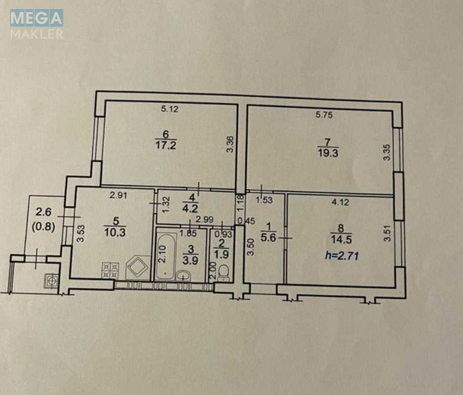 Продаж 3 кімнатної квартири (78/38/10), 3 пов. 4 пов. будинку, <a class="location-link" href="/chajki-selo-kv/" title="Недвижимость Чайки">Чайки</a>, Печерская, 28 (изображение 24)