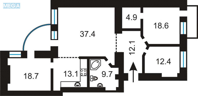 Продаж 4 кімнатної квартири (130/87/13), 3 пов. 5 пов. будинку, <a class="location-link" href="/kiev/" title="Недвижимость Київ">Київ</a>, <a class="location-link" href="/kiev/shevchenkovskij/" title="Недвижимость Шевченківський район">Шевченківський р-н</a>, Малопідвальна вул., 10 (изображение 8)