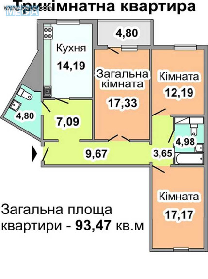 Продаж 3 кімнатної квартири (94/48/14), 3 пов. 25 пов. будинку, <a class="location-link" href="/kiev/" title="Недвижимость Київ">Київ</a>, <a class="location-link" href="/kiev/darnickij/" title="Недвижимость Дарницький район">Дарницький р-н</a>, Петра Григоренка просп., 14 (изображение 24)
