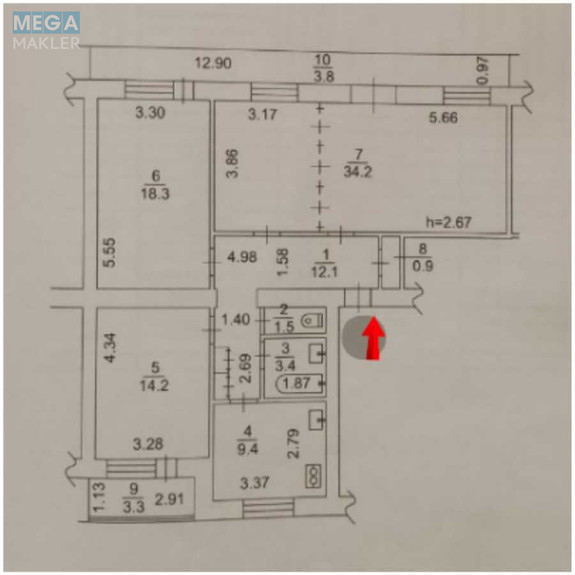 Продаж 3 кімнатної квартири (101,1/66,7/9,4), 2 пов. 9 пов. будинку, <a class="location-link" href="/kiev/" title="Недвижимость Київ">Київ</a>, <a class="location-link" href="/kiev/solomenskij/" title="Недвижимость Солом'янський район">Солом'янський р-н</a>, Славянская ул., 28 (изображение 13)