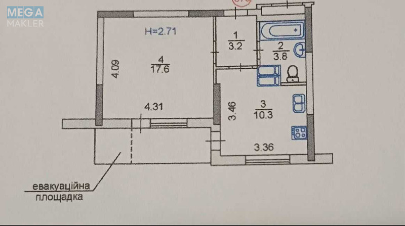 Продаж 1 кімнатної квартири (43/18/9), 16 пов. 22 пов. будинку, <a class="location-link" href="/kiev/" title="Недвижимость Київ">Київ</a>, <a class="location-link" href="/kiev/darnickij/" title="Недвижимость Дарницький район">Дарницький р-н</a>, Олени Пчілки вул., 2б (изображение 10)