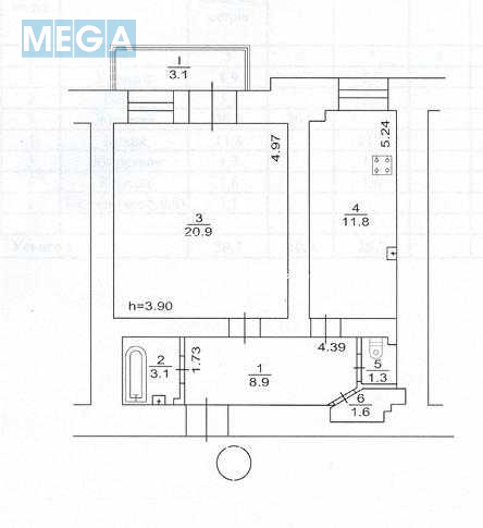 Продаж 1 кімнатної квартири (50/20/11), 3 пов. 3 пов. будинку, <a class="location-link" href="/kiev/" title="Недвижимость Київ">Київ</a>, <a class="location-link" href="/kiev/shevchenkovskij/" title="Недвижимость Шевченківський район">Шевченківський р-н</a>, Миколи Лисенка вулиця, 1 (изображение 7)