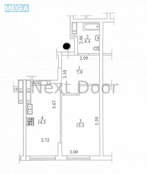 Продаж 1 кімнатної квартири (41,9/15,3/14,3), 14 пов. 16 пов. будинку, <a class="location-link" href="/irpen/" title="Недвижимость Ірпінь">Ірпінь</a>, виговського, 2Д/5 (изображение 2)