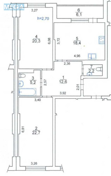 Продаж 2 кімнатної квартири (87/43/18), 21 пов. 24 пов. будинку, <a class="location-link" href="/kiev/" title="Недвижимость Київ">Київ</a>, <a class="location-link" href="/kiev/shevchenkovskij/" title="Недвижимость Шевченківський район">Шевченківський р-н</a>, Багговутівська вул., 25 (изображение 9)