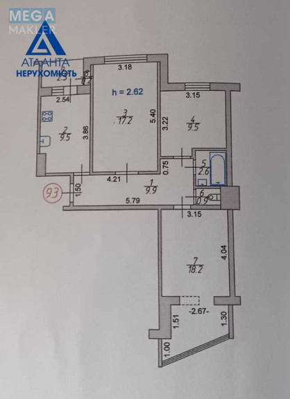 Продаж 3 кімнатної квартири (70/44/9), 6 пов. 9 пов. будинку, <a class="location-link" href="/lutsk/" title="Недвижимость Луцьк">Луцьк</a>, Проспект Соборності, 34 (изображение 12)