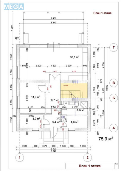 Продаж дома, 2 поверху, 150 кв.м, 4 кімнати, ділянка 5 соток, <a class="location-link" href="/kiev/" title="Недвижимость Київ">Київ</a>, <a class="location-link" href="/kiev/svyatoshinskij/" title="Недвижимость Святошинський район">Святошинський р-н</a>, Якова Качури вул. (изображение 11)