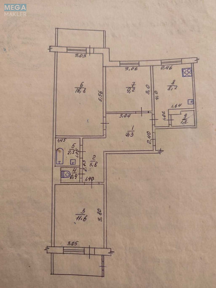 Продаж 3 кімнатної квартири (63/38/8), 6 пов. 9 пов. будинку, <a class="location-link" href="/smela/" title="Недвижимость Сміла">Сміла</a>, Кармелюка (изображение 11)