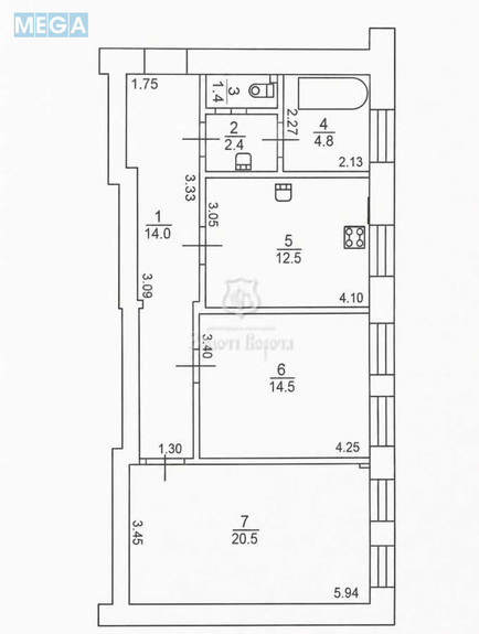 Продаж 2 кімнатної квартири (71/35/12,5), 2 пов. 2 пов. будинку, <a class="location-link" href="/kiev/" title="Недвижимость Київ">Київ</a>, <a class="location-link" href="/kiev/pecherskij/" title="Недвижимость Печерський район">Печерський р-н</a>, Інженерний пров., 4 (изображение 13)