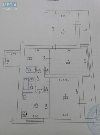 Продаж 3 кімнатної квартири (94/?/10), 4 пов. 9 пов. будинку, <a class="location-link" href="/kiev/" title="Недвижимость Київ">Київ</a>, <a class="location-link" href="/kiev/pecherskij/" title="Недвижимость Печерський район">Печерський р-н</a>, Михайла Омеляновича-Павленка вул., 19 (изображение 3)