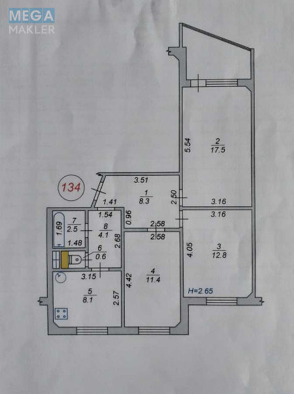 Продаж 3 кімнатної квартири (67/42/8), 7 пов. 9 пов. будинку, <a class="location-link" href="/vishnevoe/" title="Недвижимость Вишневе">Вишневе</a>, Квітнева, 15 (изображение 1)