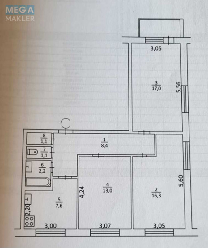 Продаж 3 кімнатної квартири (69/46/7), 4 пов. 9 пов. будинку, <a class="location-link" href="/kiev/" title="Недвижимость Київ">Київ</a>, <a class="location-link" href="/kiev/dneprovskij/" title="Недвижимость Дніпровський район">Дніпровський р-н</a>, Романа Шухевича просп., 22А (изображение 1)