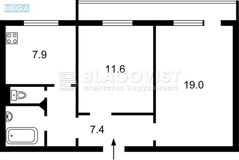 Продаж 2 кімнатної квартири (54/30,6/7,9), 10 пов. 10 пов. будинку, <a class="location-link" href="/kiev/" title="Недвижимость Київ">Київ</a>, <a class="location-link" href="/kiev/darnickij/" title="Недвижимость Дарницький район">Дарницький р-н</a>, Вишняковская ул., 8 (изображение 1)