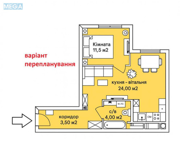 Продаж 1 кімнатної квартири (45/16/14), 10 пов. 10 пов. будинку, <a class="location-link" href="/chabany/" title="Недвижимость Чабані">Чабани</a>, Машинобудівників, 16 (изображение 1)