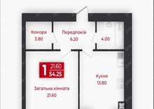 Продаж 1 кімнатної квартири (55/22/14), 8 пов. 11 пов. будинку