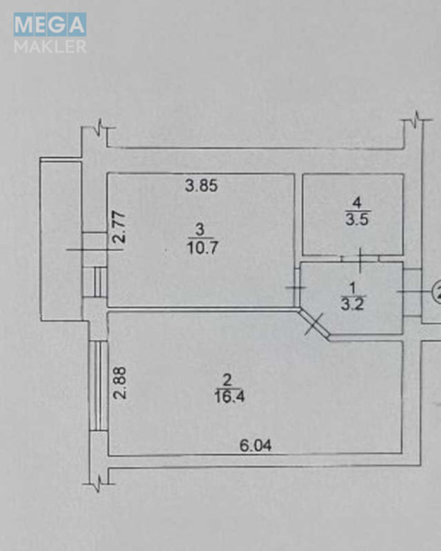 Продаж 1 кімнатної квартири (34,6/16,4/10,7), 4 пов. 5 пов. будинку, <a class="location-link" href="/irpen/" title="Недвижимость Ірпінь">Ірпінь</a>, Білокур, 2г (изображение 1)