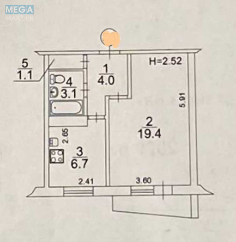 Продаж 1 кімнатної квартири (36/19/6), 3 пов. 9 пов. будинку, <a class="location-link" href="/kiev/" title="Недвижимость Київ">Київ</a>, <a class="location-link" href="/kiev/solomenskij/" title="Недвижимость Солом'янський район">Солом'янський р-н</a>, Михайла Донця вул., 28 (изображение 1)