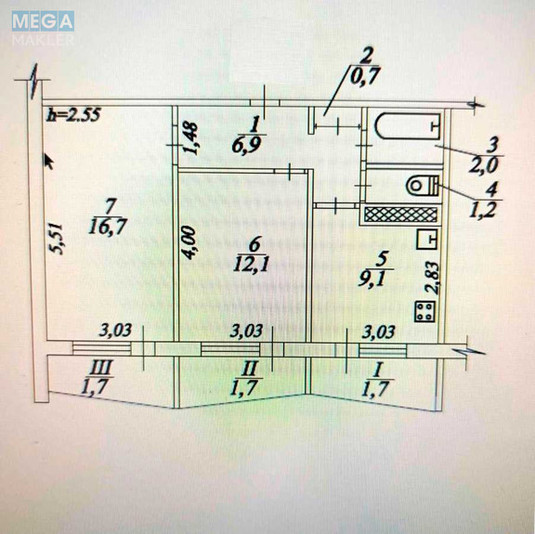 Продаж 2 кімнатної квартири (53/30/9), 16 пов. 16 пов. будинку, <a class="location-link" href="/dnepropetrovsk/" title="Недвижимость Дніпра">Дніпро</a>, провулок Добровольців (изображение 1)