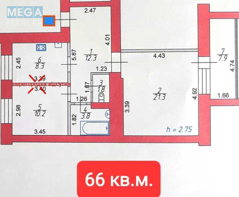 Продаж 2 кімнатної квартири (66/22/20), 1 пов. 9 пов. будинку, <a class="location-link" href="/lutsk/" title="Недвижимость Луцьк">Луцьк</a>, Арцеулова(Зоряна), 10 (изображение 1)