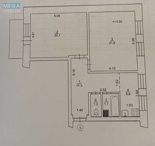 Продаж 2 кімнатної квартири (63,4/41/5,9), 2 пов. 5 пов. будинку, <a class="location-link" href="/kiev/" title="Недвижимость Київ">Київ</a>, <a class="location-link" href="/kiev/podolskij/" title="Недвижимость Подільський район">Подільський р-н</a>, Копыловская ул., 2А (изображение 1)