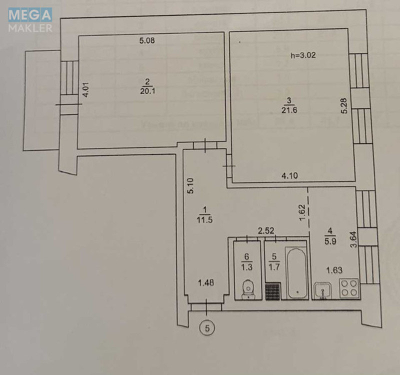 Продаж 2 кімнатної квартири (63,4/41/5,9), 2 пов. 5 пов. будинку, <a class="location-link" href="/kiev/" title="Недвижимость Київ">Київ</a>, <a class="location-link" href="/kiev/podolskij/" title="Недвижимость Подільський район">Подільський р-н</a>, Копыловская ул., 2А (изображение 1)