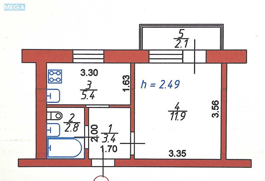 Продаж 1 кімнатної квартири (26/12/6), 3 пов. 5 пов. будинку, <a class="location-link" href="/lutsk/" title="Недвижимость Луцьк">Луцьк</a>, Ветеранів (изображение 8)