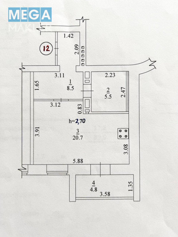 Продаж 1 кімнатної квартири (40/18/18), 4 пов. 12 пов. будинку, <a class="location-link" href="/sofievskaya-borshagovka/" title="Недвижимость Софіївська Борщагівка">Софіївська Борщагівка</a>, Боголюбова,25 (изображение 14)