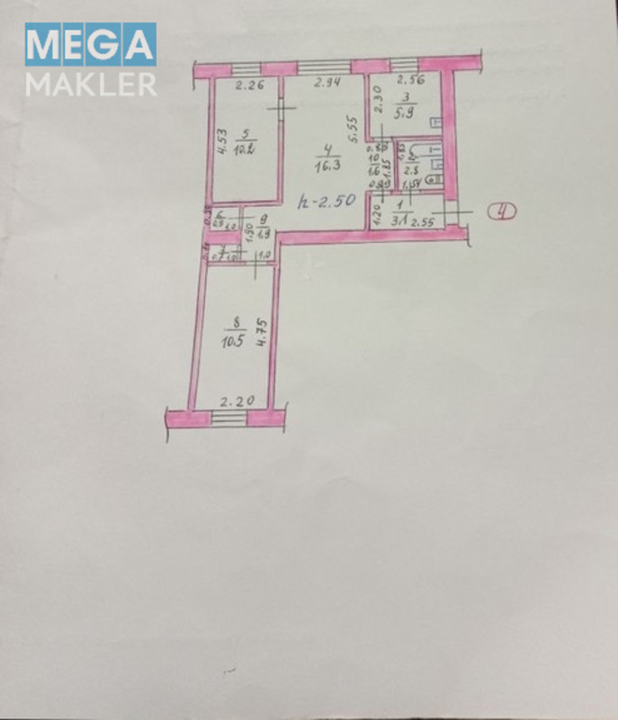 Продаж 3 кімнатної квартири (56/37/6), 1 пов. 3 пов. будинку, <a class="location-link" href="/sinelnikovo/" title="Недвижимость Синельникове">Синельникове</a>, Каштановая (изображение 8)