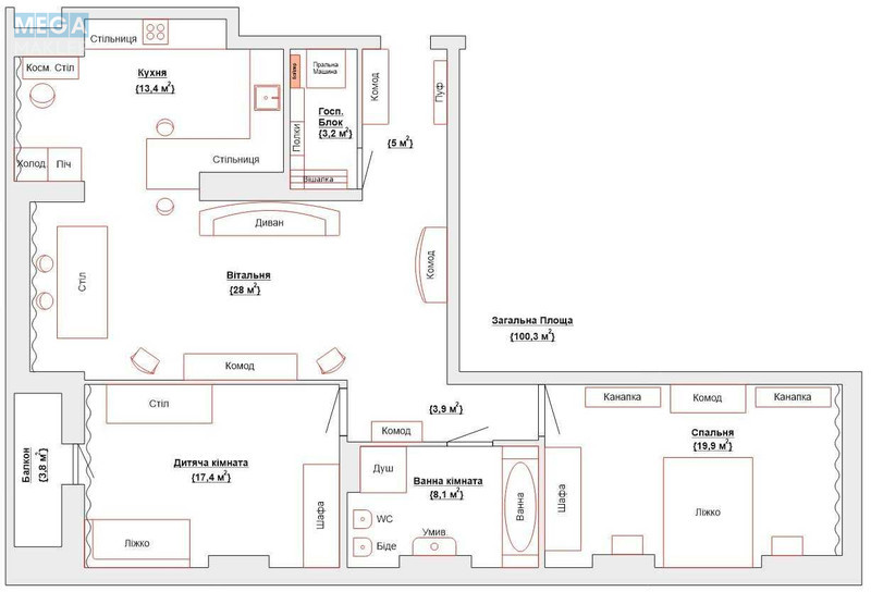 Продаж 3 кімнатної квартири (102/58/14), 15 пов. 20 пов. будинку, <a class="location-link" href="/kiev/" title="Недвижимость Київ">Київ</a>, <a class="location-link" href="/kiev/goloseevskij/" title="Недвижимость Голосіївський район">Голосіївський р-н</a>, Маршала Конева ул., 10/1 (изображение 15)