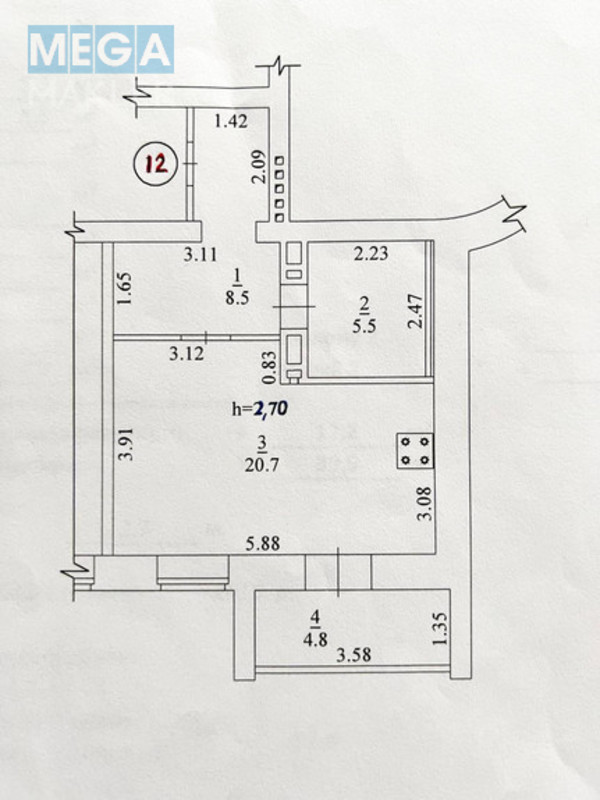 Продаж 1 кімнатної квартири (39,5/12,2/8,5), 4 пов. 12 пов. будинку, <a class="location-link" href="/sofievskaya-borshagovka/" title="Недвижимость Софіївська Борщагівка">Софіївська Борщагівка</a>, Боголюбова,25 (изображение 14)