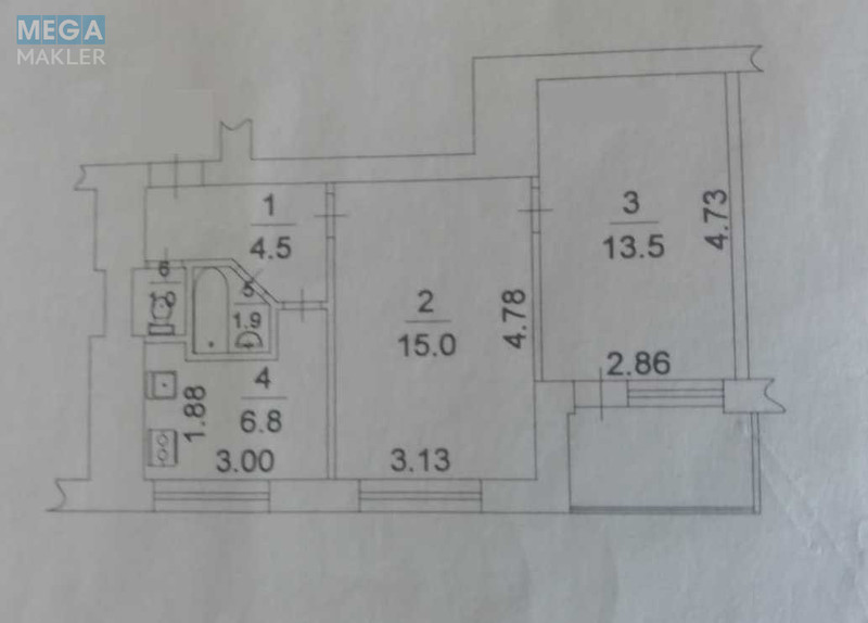 Продаж 2 кімнатної квартири (46,2/28,5/6,8), 6 пов. 9 пов. будинку, <a class="location-link" href="/kiev/" title="Недвижимость Київ">Київ</a>, <a class="location-link" href="/kiev/dneprovskij/" title="Недвижимость Дніпровський район">Дніпровський р-н</a>, Русанівська Набережна вул., 10 (изображение 3)