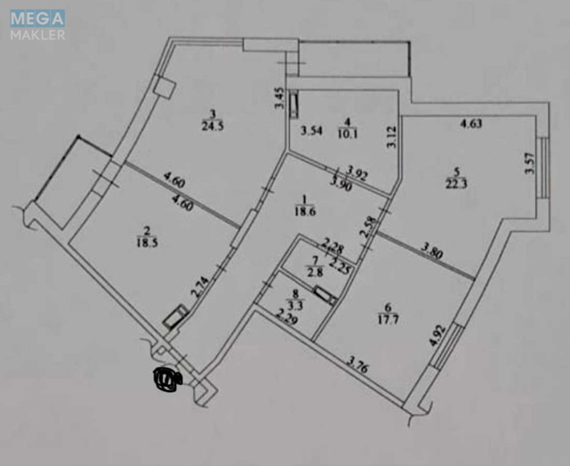 Продаж 3 кімнатної квартири (121/65/25), 4 пов. 9 пов. будинку, <a class="location-link" href="/kiev/" title="Недвижимость Київ">Київ</a>, <a class="location-link" href="/kiev/pecherskij/" title="Недвижимость Печерський район">Печерський р-н</a>, Василя Тютюнника вул., 53 (изображение 2)