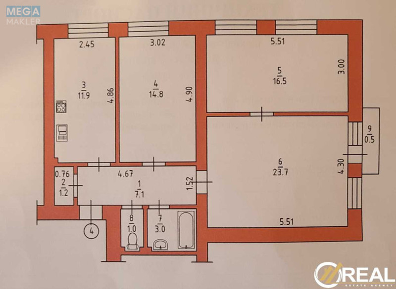 Продаж 3 кімнатної квартири (80/55/12), 2 пов. 3 пов. будинку, <a class="location-link" href="/lutsk/" title="Недвижимость Луцьк">Луцьк</a>, Л,Українки, 24 (изображение 3)