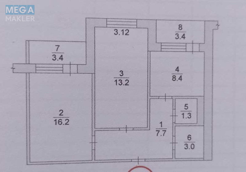 Продаж 2 кімнатної квартири (56,6/29,9/8,7), 16 пов. 16 пов. будинку, <a class="location-link" href="/kiev/" title="Недвижимость Київ">Київ</a>, <a class="location-link" href="/kiev/darnickij/" title="Недвижимость Дарницький район">Дарницький р-н</a>, Княжий Затон ул., 5 (изображение 3)