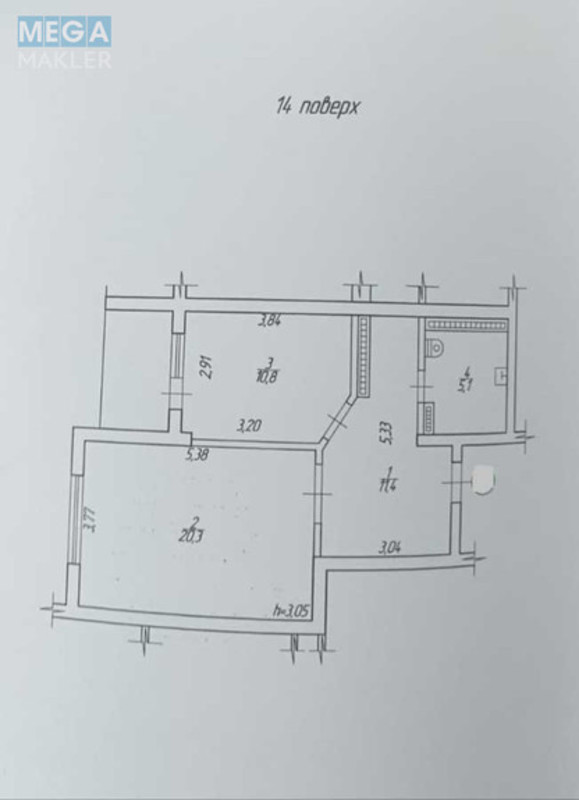 Продаж 1 кімнатної квартири (51,3/20,3/10,8), 14 пов. 22 пов. будинку, <a class="location-link" href="/kiev/" title="Недвижимость Київ">Київ</a>, <a class="location-link" href="/kiev/dneprovskij/" title="Недвижимость Дніпровський район">Дніпровський р-н</a>, Гната Хоткевича вул., 10 (изображение 12)