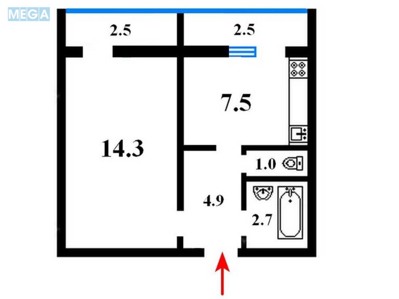 Продаж 1 кімнатної квартири (35/17/7), 6 пов. 9 пов. будинку, <a class="location-link" href="/kiev/" title="Недвижимость Київ">Київ</a>, <a class="location-link" href="/kiev/svyatoshinskij/" title="Недвижимость Святошинський район">Святошинський р-н</a>, Академіка Кіпріанова вул., 6А (изображение 22)