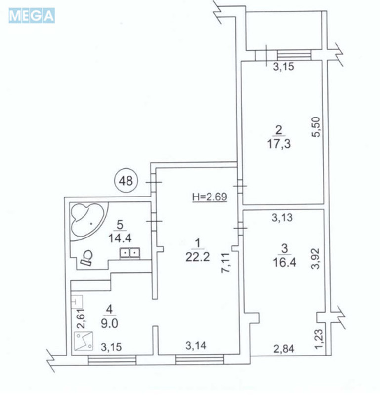 Продаж 3 кімнатної квартири (81/60/9), 12 пов. 16 пов. будинку, <a class="location-link" href="/kiev/" title="Недвижимость Київ">Київ</a>, <a class="location-link" href="/kiev/goloseevskij/" title="Недвижимость Голосіївський район">Голосіївський р-н</a>, Лятошинського вул., 2 (изображение 2)