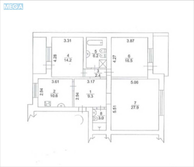 Продаж 3 кімнатної квартири (95/59/11), 2 пов. 9 пов. будинку, <a class="location-link" href="/kiev/" title="Недвижимость Київ">Київ</a>, <a class="location-link" href="/kiev/shevchenkovskij/" title="Недвижимость Шевченківський район">Шевченківський р-н</a>, Тургеневская ул., 52-58 (изображение 17)