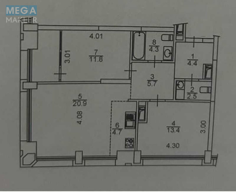 Продаж 3 кімнатної квартири (72/30/15), 19 пов. 26 пов. будинку, <a class="location-link" href="/kiev/" title="Недвижимость Київ">Київ</a>, <a class="location-link" href="/kiev/darnickij/" title="Недвижимость Дарницький район">Дарницький р-н</a>, Зарічна вул., 2/2 (изображение 12)