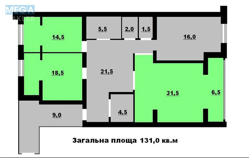 Продаж 3 кімнатної квартири (131/70/16), 1 пов. 5 пов. будинку, <a class="location-link" href="/borispol/" title="Недвижимость Бориспіль">Бориспіль</a>, Захисників Вітчизни, 12 (изображение 2)