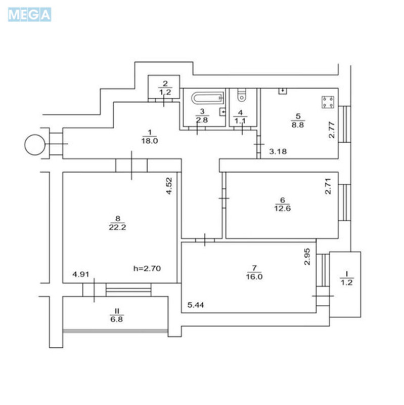 Продаж 3 кімнатної квартири (91/51/9), 2 пов. 16 пов. будинку, <a class="location-link" href="/kiev/" title="Недвижимость Київ">Київ</a>, <a class="location-link" href="/kiev/pecherskij/" title="Недвижимость Печерський район">Печерський р-н</a>, Суворова вул., 19а (изображение 3)