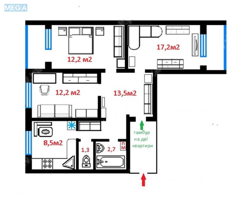 Продаж 3 кімнатної квартири (75/41/8), 13 пов. 16 пов. будинку, <a class="location-link" href="/kiev/" title="Недвижимость Київ">Київ</a>, <a class="location-link" href="/kiev/desnyanskij/" title="Недвижимость Деснянський район">Деснянський р-н</a>, Володимира Маяковського просп., 16/12 (изображение 9)