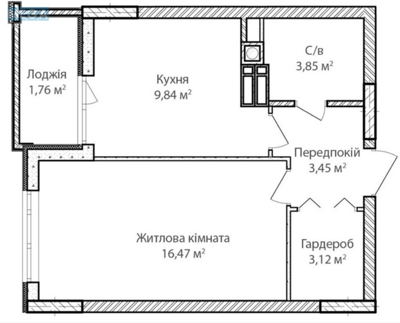 Продаж 1 кімнатної квартири (40/17/10), 2 пов. 9 пов. будинку, <a class="location-link" href="/irpen/" title="Недвижимость Ірпінь">Ірпінь</a>, Соборная, 2/2а (изображение 3)