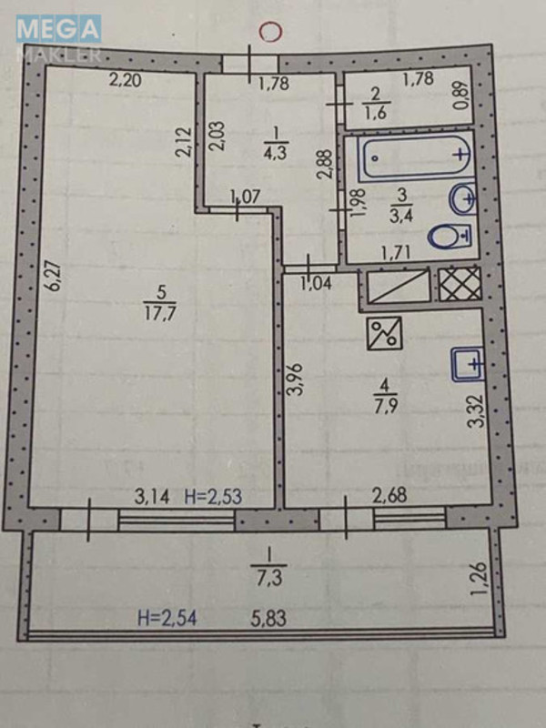 Продаж 1 кімнатної квартири (42/17/7), 2 пов. 16 пов. будинку, <a class="location-link" href="/dnepropetrovsk/" title="Недвижимость Дніпра">Дніпро</a>, Титова, 18А (изображение 2)