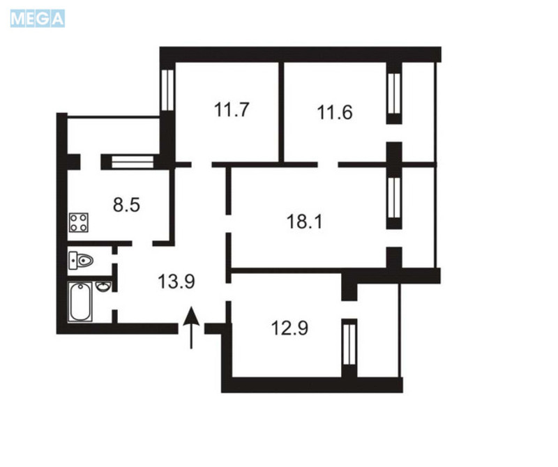 Продаж 4 кімнатної квартири (89/54/9), 14 пов. 18 пов. будинку, <a class="location-link" href="/kiev/" title="Недвижимость Київ">Київ</a>, <a class="location-link" href="/kiev/darnickij/" title="Недвижимость Дарницький район">Дарницький р-н</a>, Лариси Руденко вул., 3-б (изображение 24)