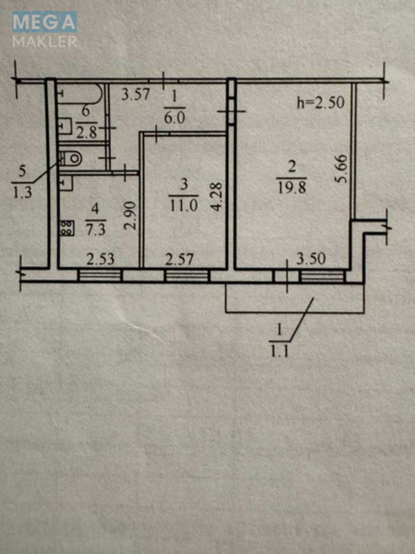 Продаж 2 кімнатної квартири (49/31/7), 5 пов. 6 пов. будинку, <a class="location-link" href="/dnepropetrovsk/" title="Недвижимость Дніпра">Дніпро</a>, Новошкольная, 94 (изображение 9)